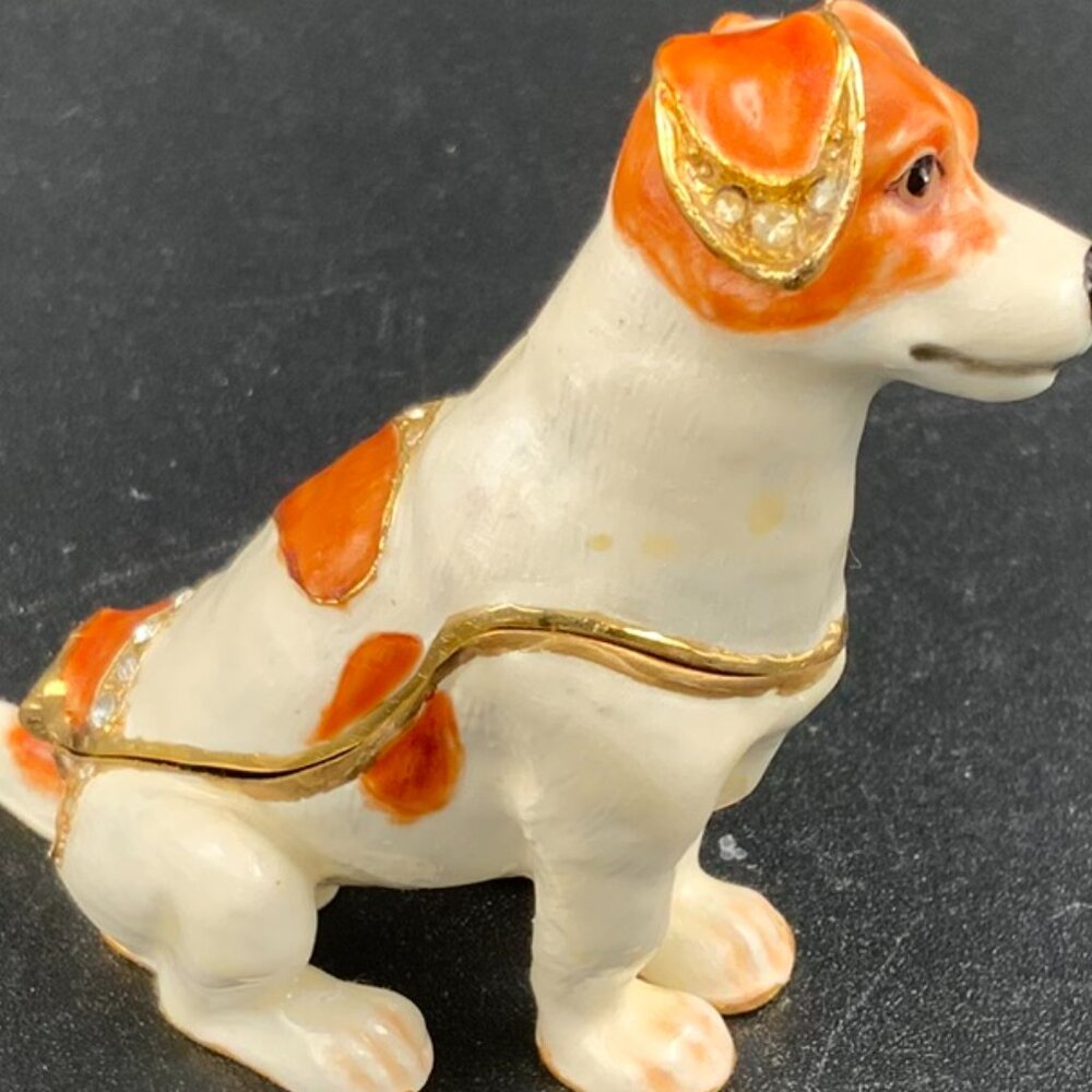 Jack Russell Dog Trinket Box Swarovski Crystals and Enameled Kingspoint - Picture 5 of 8